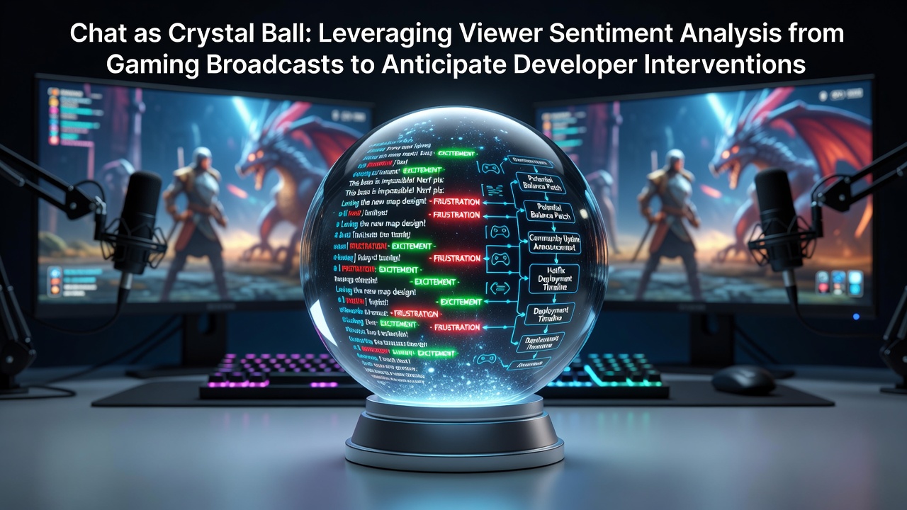 Data visualization showing real-time sentiment analysis from gaming chat streams feeding into developer dashboards