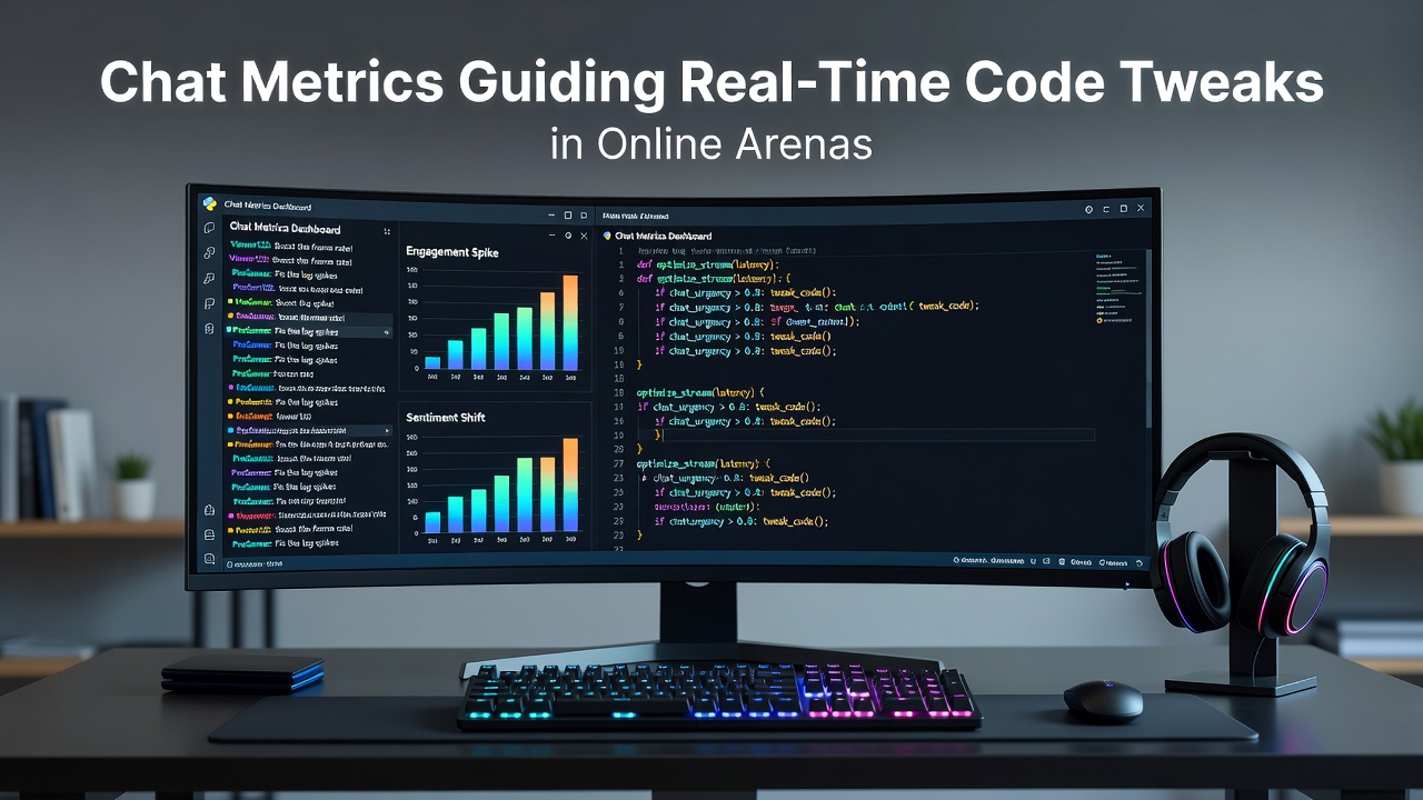Dashboard displaying real-time chat metrics overlaid on a competitive gaming interface during a live event