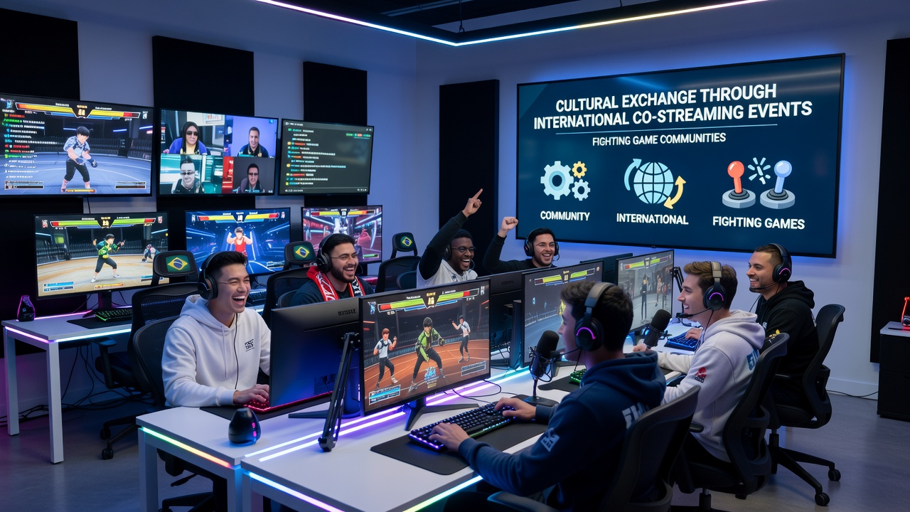 International co-streaming event featuring fighters from multiple countries collaborating during a live broadcast