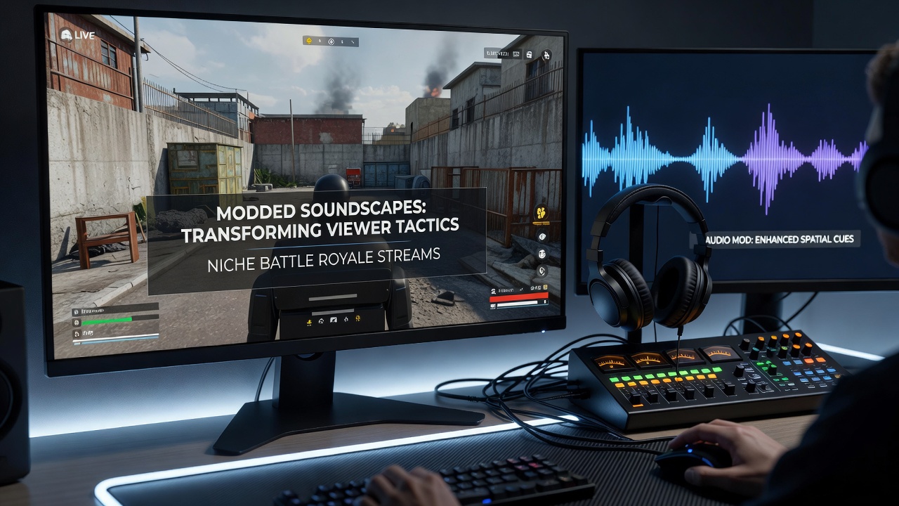 Audience chat overlay showing real-time tactical discussions during a modded soundscape battle royale stream