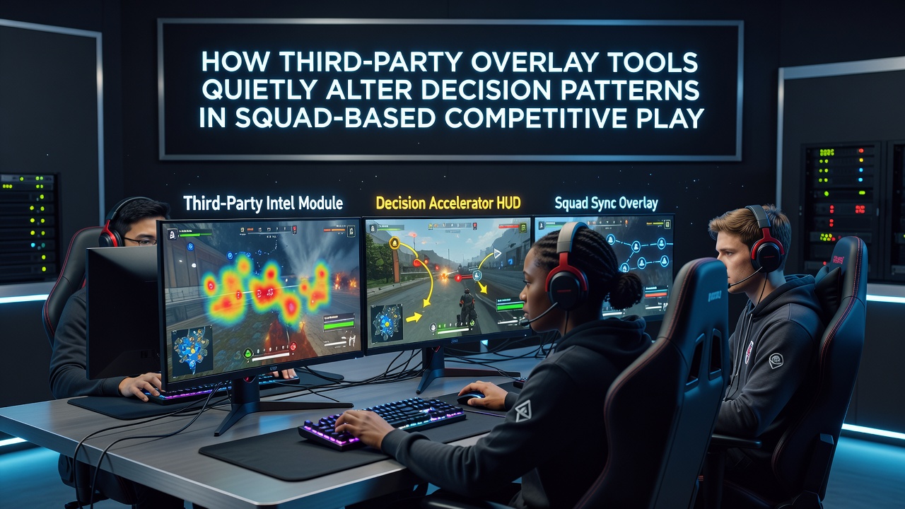 Third-party overlay tools displaying real-time stats and timers during a squad match