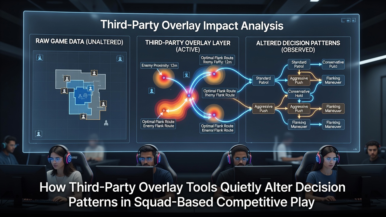 Players reviewing overlay data during a competitive squad session