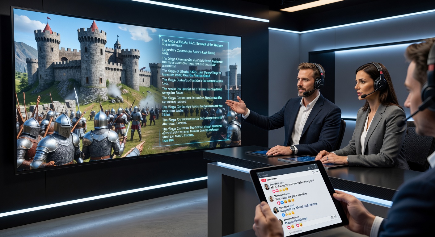 Esports commentators referencing historical game events during a live broadcast
