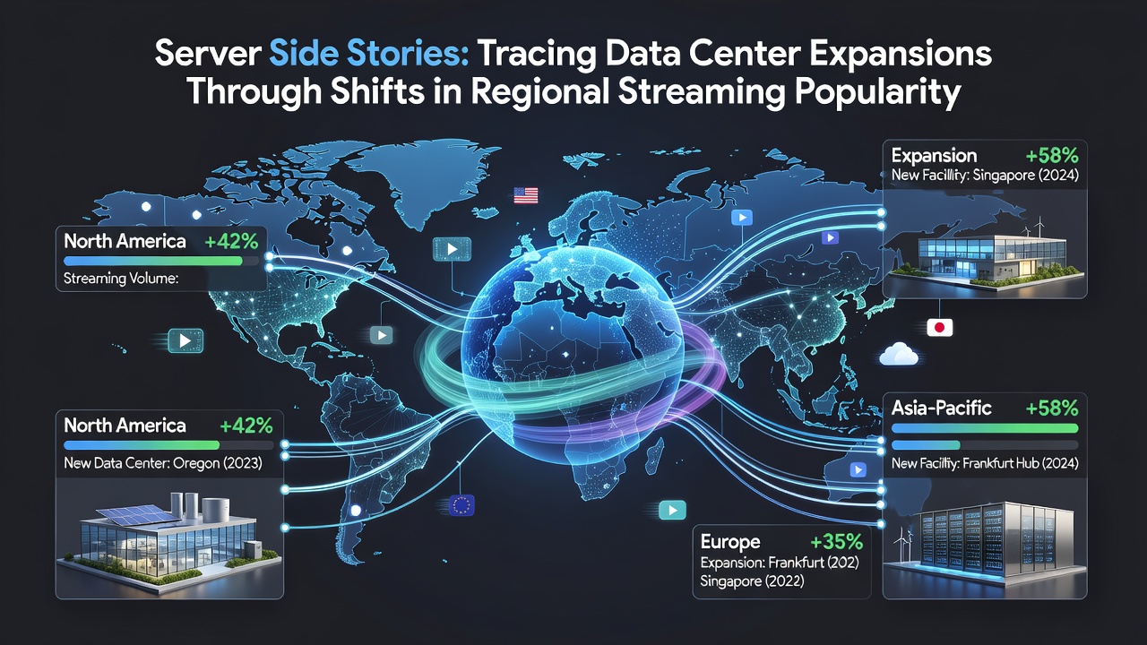 Infrastructure mapping showing data center locations aligned with streaming demand regions