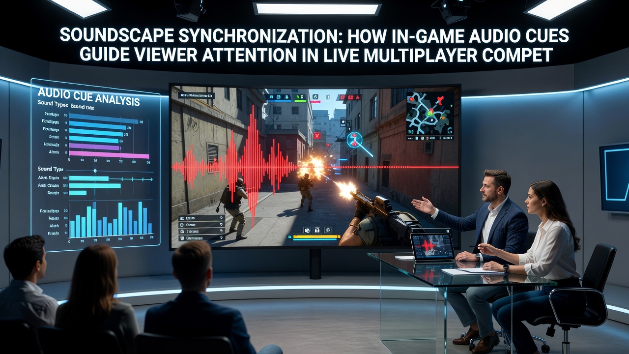 Close-up of audio waveform overlays during an esports match with viewer attention heatmaps
